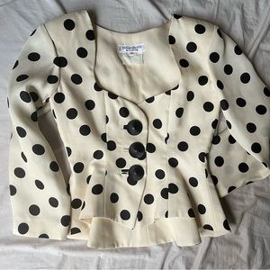 SOLD Yves Saint Laurent Rive Gauche YSL polka dot jacket blazer top peplum 34